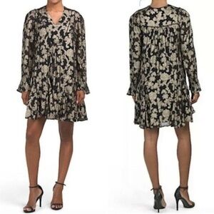 Anthropologie Gold Metallic Tunic Dress Size XS